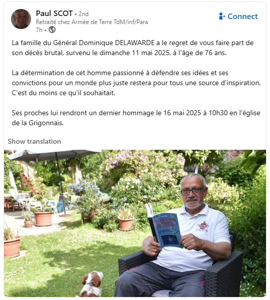 Décès du général Dominique Delawarde